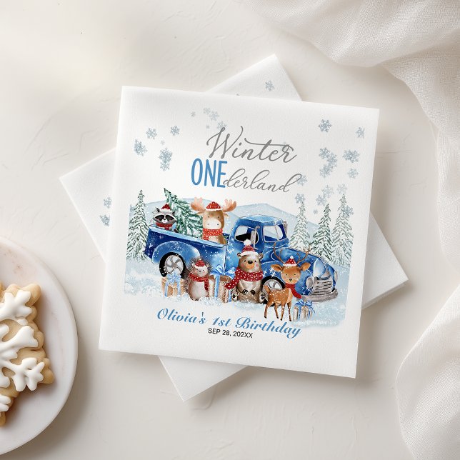 Serviette En Papier Animaux de la Forêt Camion ONEderland 1er Annivers (Créateur téléchargé)