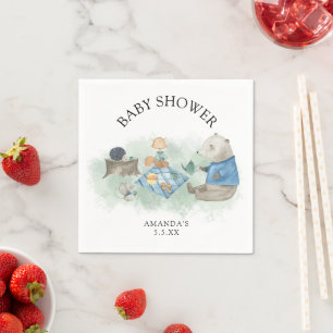 Serviette En Papier Animaux de la forêt de bois - shower de bébé