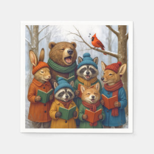 Serviette En Papier Animaux de la forêt de Noël chantant