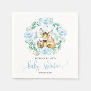 Serviette En Papier Animaux de la Forêt Fleurs et Feuillage Baby Showe