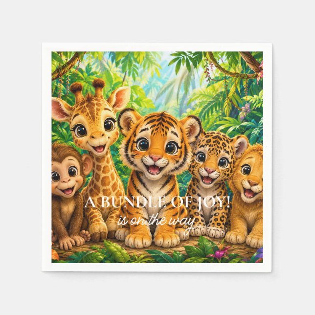 Serviette En Papier Animaux de la jungle pour bébé (Devant)