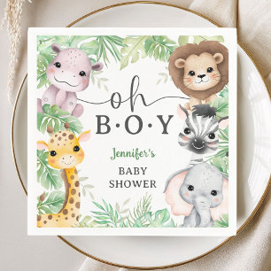 Serviette En Papier Animaux de la Savane Baby Shower Oh Garçon Jungle 