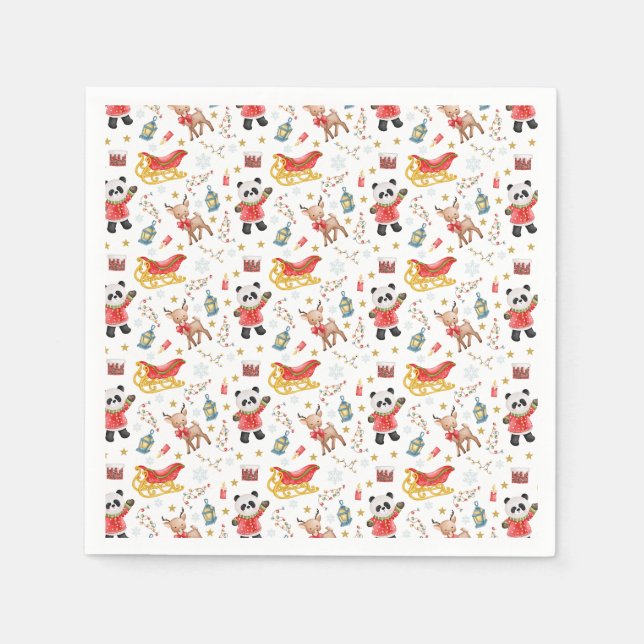 Serviette En Papier Animaux de Noël (Devant)