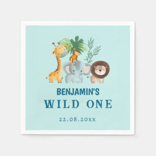 Serviette En Papier Animaux de Safari Anniversaire Tropical Jungle Wil