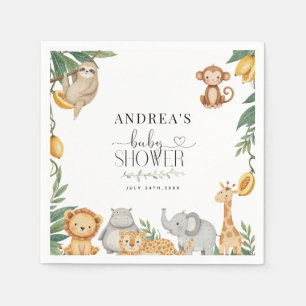 Serviette En Papier Animaux de Safari Calligraphie Baby Shower