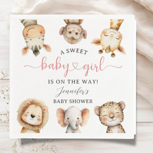 Serviette En Papier Animaux de Safari Fille Baby Shower Jungle Tropica