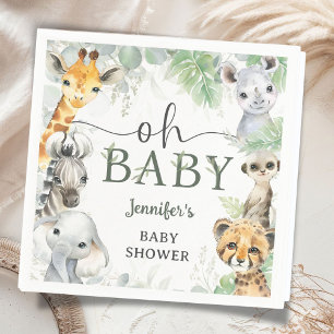 Serviette En Papier Animaux de Safari Jungle Baby Shower Oh Bébé