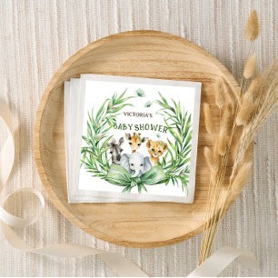 Serviette En Papier Animaux de Safari Mignons Nœud Papillon Baby Showe
