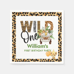Serviette En Papier Animaux de Safari Wild One Garçon de premier anniv