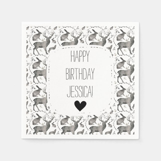 Serviette En Papier Animaux des bois (Devant)