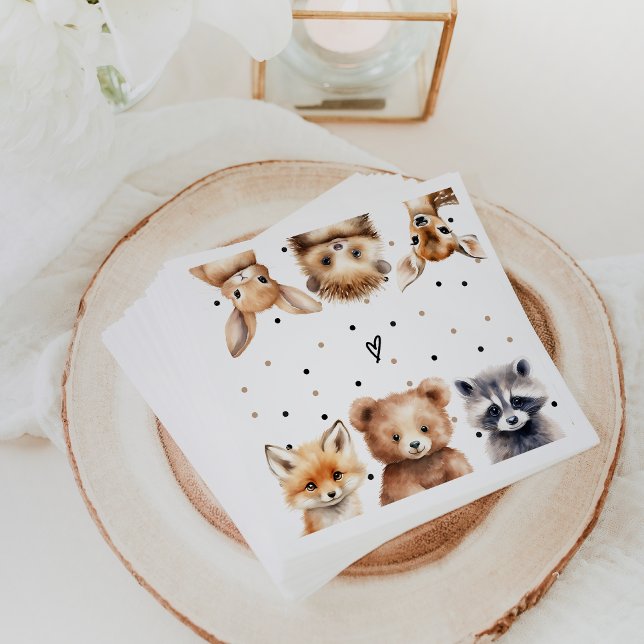 Serviette En Papier Animaux des bois Baby shower moderne (Créateur téléchargé)