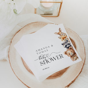 Serviette En Papier Animaux des bois Baby shower moderne