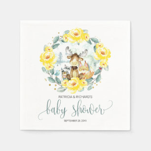 Serviette En Papier Animaux des Bois Fleurs et Feuillage Baby Shower