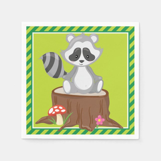 Serviette En Papier Animaux des bois | Raccoon (Devant)