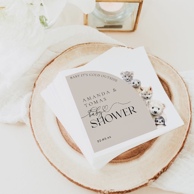 Serviette En Papier Animaux d'hiver Baby shower neutre selon le sexe (Créateur téléchargé)