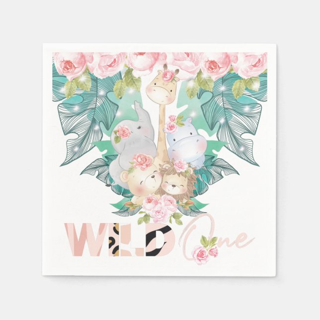 Serviette En Papier Animaux d'une seule jungle sauvage (Devant)