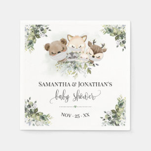 Serviette En Papier Animaux forestiers Baby shower verdoyant