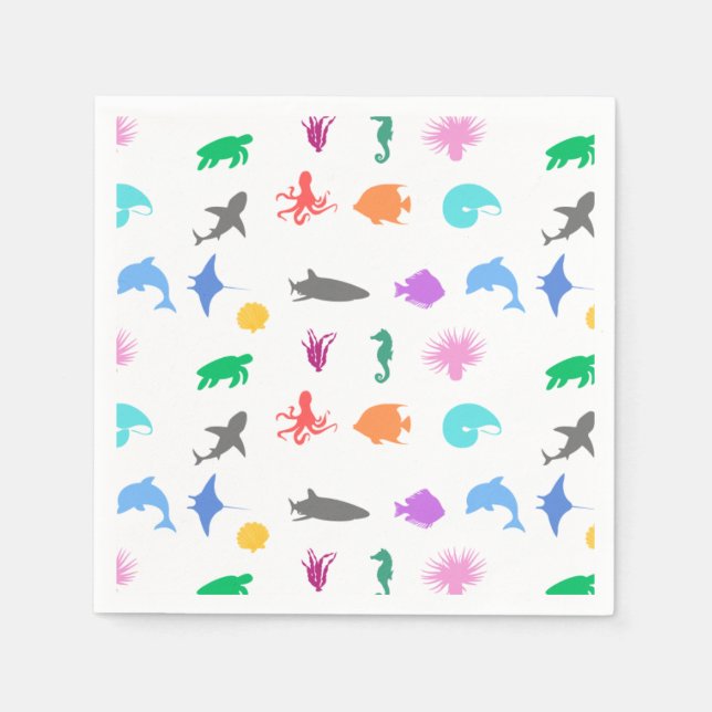 Serviette En Papier Animaux marins à motifs (Devant)