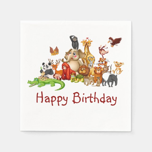 Serviette En Papier Animaux mignons (Devant)