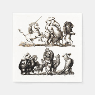 Serviette En Papier Animaux Mignons Art Licorne Éléphant Lion Zoo