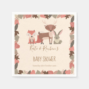 Serviette En Papier Animaux Mignons de la Forêt pour Baby Shower Coupl