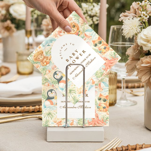 Serviette En Papier Animaux pastel pour Baby Shower d'été (Créateur téléchargé)