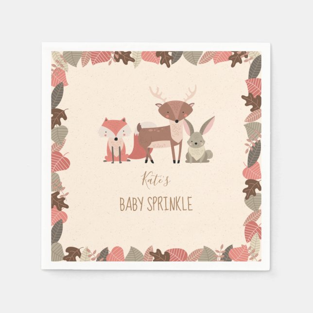 Serviette En Papier Animaux Rustiques de la Forêt Bébé Sprinkle / Show (Devant)