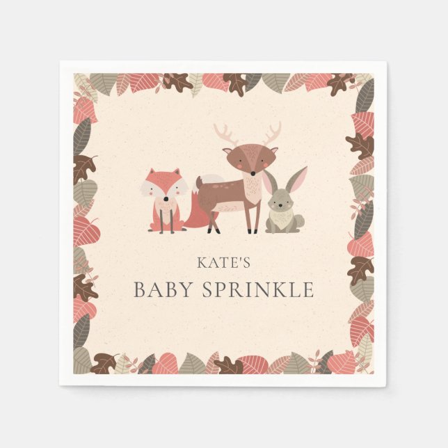 Serviette En Papier Animaux Rustiques de la Forêt Bébé Sprinkle Shower (Devant)