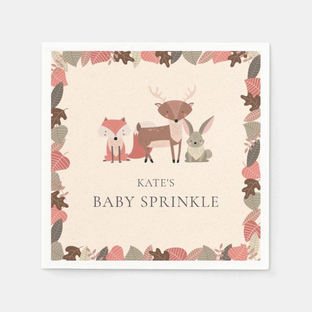 Serviette En Papier Animaux rustiques en bois Bébé Sprinkle Douche (Devant)