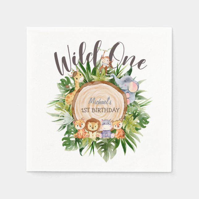 Serviette En Papier Animaux sauvages Bois (Devant)