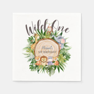 Serviette En Papier Animaux Sauvages Bois Anniversaire  