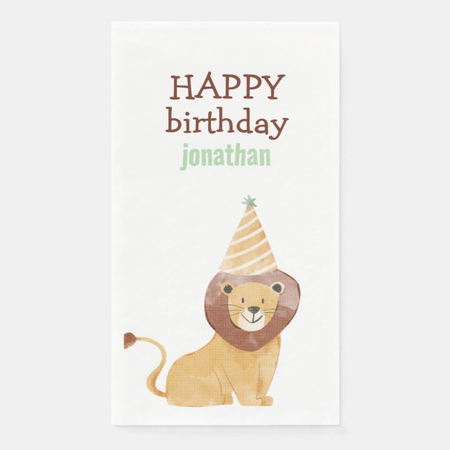 Serviette En Papier Animaux sauvages mignons Anniversaire (Devant)