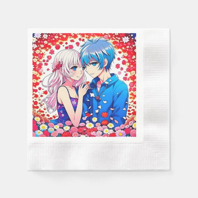 Serviette En Papier Anime Couple Mariage unique (Devant)
