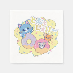 Serviette En Papier Anime Donut délice avec Tom, Jerry et Tuffy