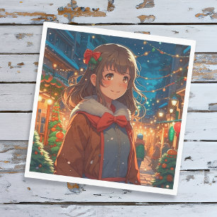 Serviette En Papier Anime Girl à Noël ou la veille du Nouvel An