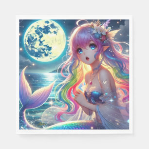 Serviette En Papier Anime Girl chanter Moonlight Pixie Rainbow Mermaid