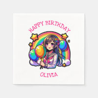 Anime Girl Colorful Pop Art Anniversaire Personnal