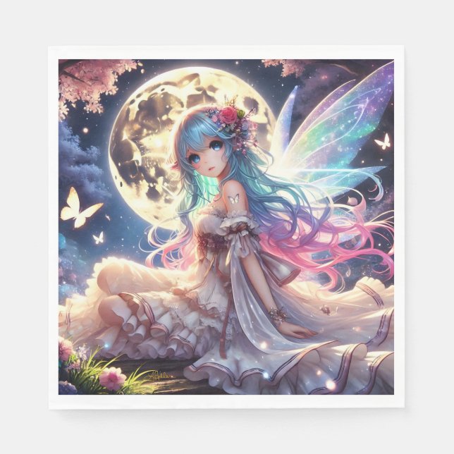 Serviette En Papier Anime Girl Moon Fairy Princesse dans le jardin (Devant)