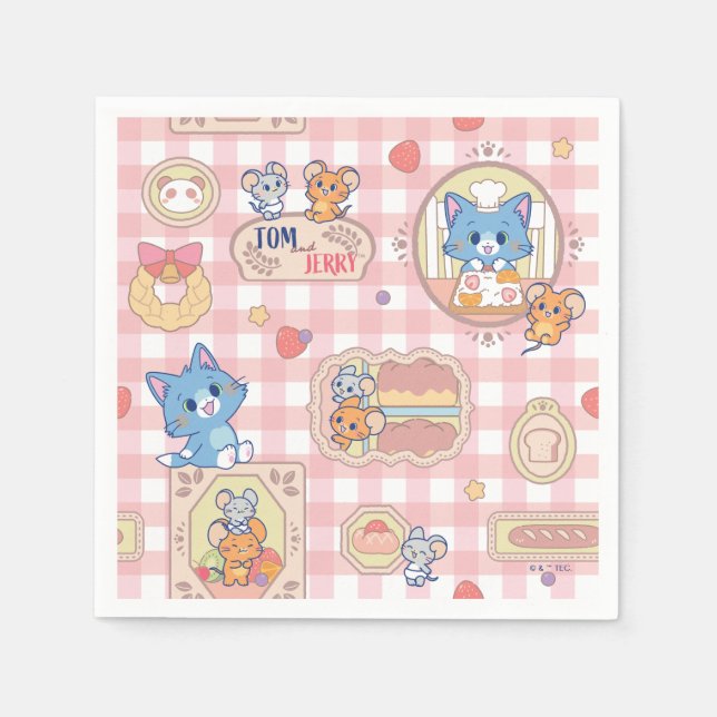 Serviette En Papier Anime Tom et Jerry Motif de boulangerie (Devant)