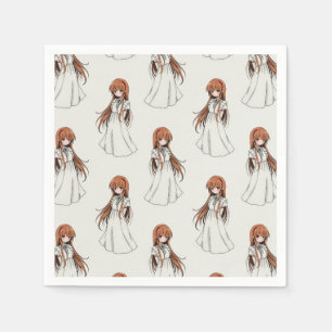 Serviette En Papier Anime Weeb Girl Manga Design Motif