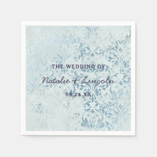 Serviette En Papier Annabelle Vintage Bleu Damassé Monogramme de Maria