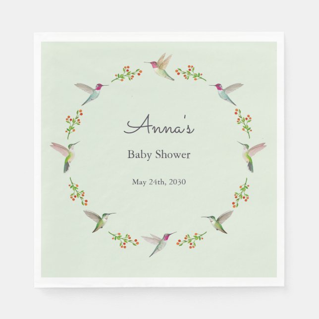 Serviette En Papier Anna's Hummingbirds baby Shower (Devant)