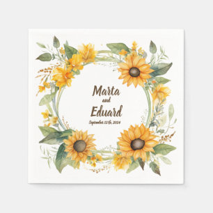 Serviette En Papier Anneau de tournesols : serviettes Mariages personn