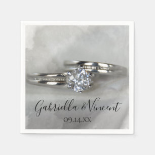 Serviette En Papier Anneaux mariages sur Gris