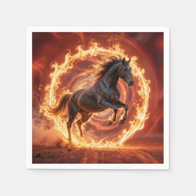 Serviette En Papier Année chinoise du Cheval de Feu (Devant)