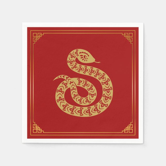 Serviette En Papier Année chinoise du Serpent (Devant)