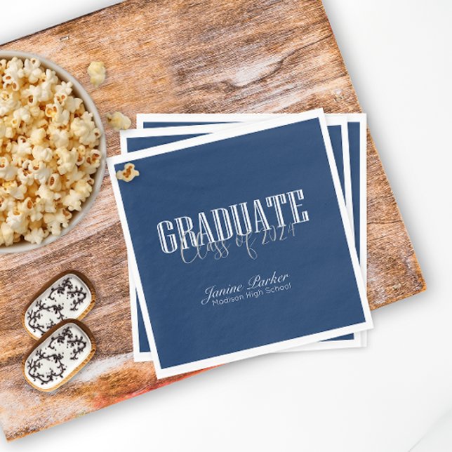 Serviette En Papier Année de classe moderne Classic Blue Graduation Pa (Créateur téléchargé)