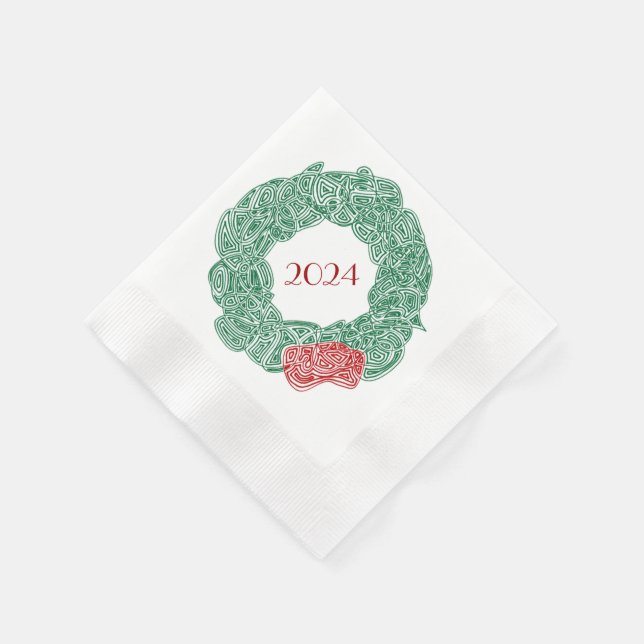 Serviette En Papier Année de couronne de Noël moderne (Coin)