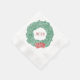 Serviette En Papier Année de couronne de Noël moderne