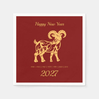 Serviette En Papier Année de la Chèvre Nouvel An Lunaire 2027